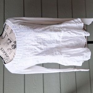Free People Embroidered Peplum Long Sleeve Cotton Top Fairycore Size Small White